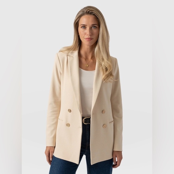 saint + sofia Jackets & Blazers - Saint + Sofia Handmade Cream Cambridge Blazer